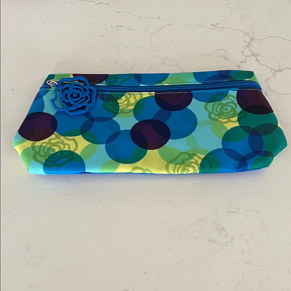 Lancome Blue Green Circle Pattern Cosmetic Pouch